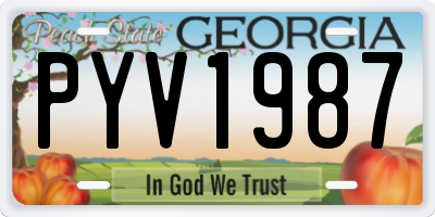 GA license plate PYV1987