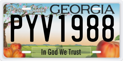 GA license plate PYV1988