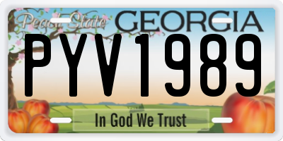 GA license plate PYV1989
