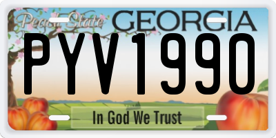 GA license plate PYV1990