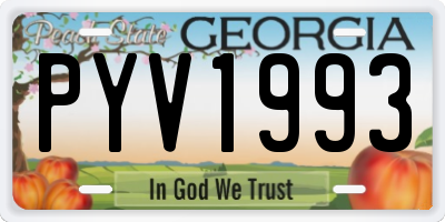 GA license plate PYV1993