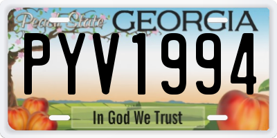 GA license plate PYV1994