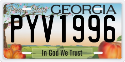 GA license plate PYV1996