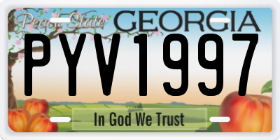 GA license plate PYV1997