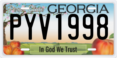 GA license plate PYV1998