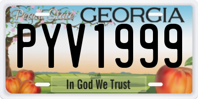 GA license plate PYV1999