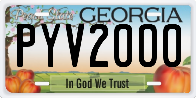 GA license plate PYV2000