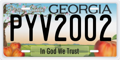 GA license plate PYV2002