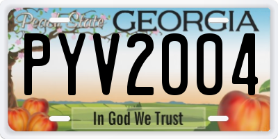 GA license plate PYV2004