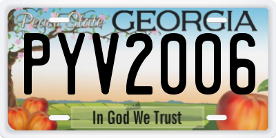 GA license plate PYV2006