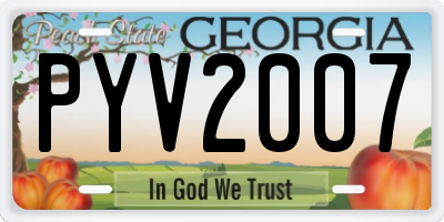 GA license plate PYV2007