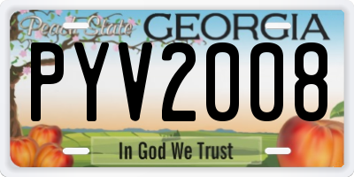 GA license plate PYV2008