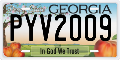GA license plate PYV2009