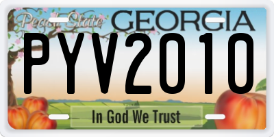GA license plate PYV2010
