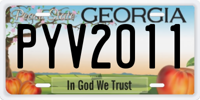 GA license plate PYV2011