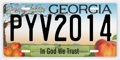 GA license plate PYV2014