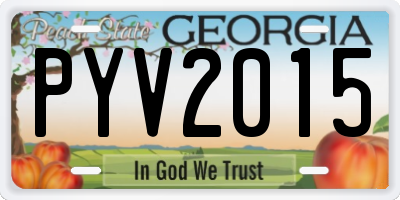 GA license plate PYV2015