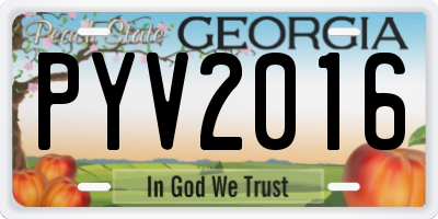 GA license plate PYV2016