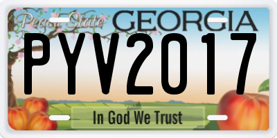 GA license plate PYV2017