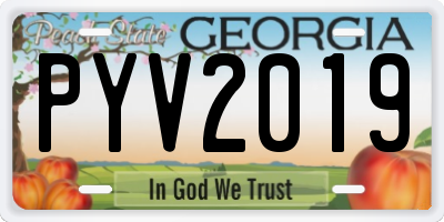 GA license plate PYV2019