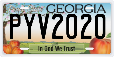 GA license plate PYV2020