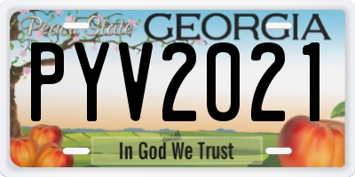 GA license plate PYV2021