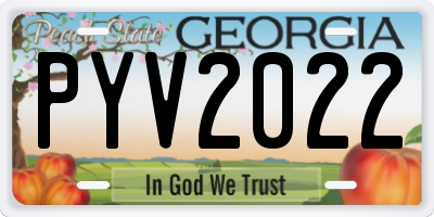 GA license plate PYV2022