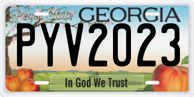 GA license plate PYV2023