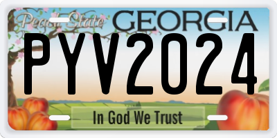 GA license plate PYV2024