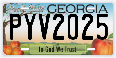 GA license plate PYV2025