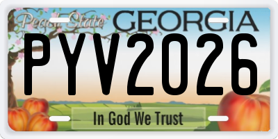 GA license plate PYV2026