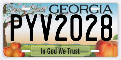 GA license plate PYV2028