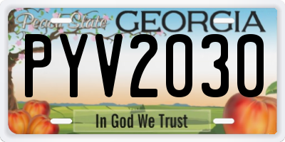 GA license plate PYV2030