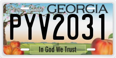 GA license plate PYV2031