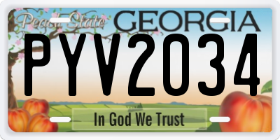 GA license plate PYV2034