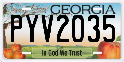 GA license plate PYV2035