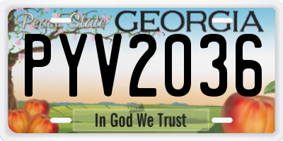 GA license plate PYV2036