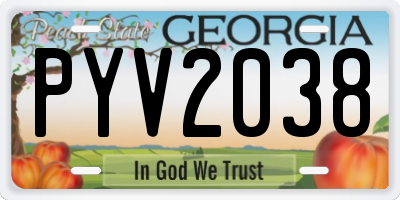 GA license plate PYV2038