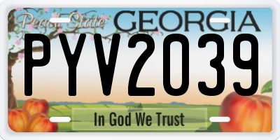 GA license plate PYV2039
