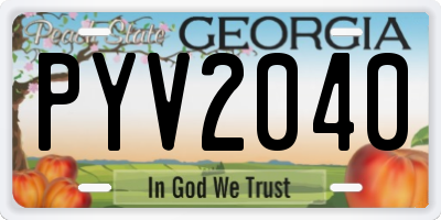 GA license plate PYV2040