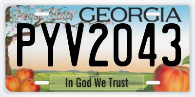 GA license plate PYV2043
