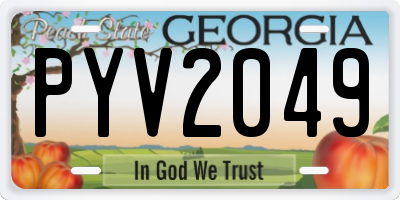 GA license plate PYV2049