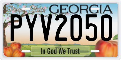 GA license plate PYV2050