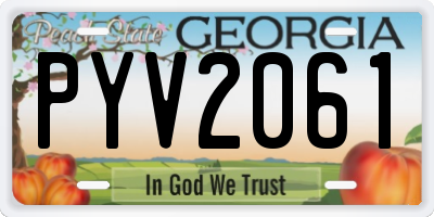 GA license plate PYV2061