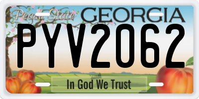 GA license plate PYV2062