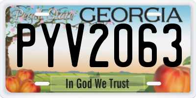 GA license plate PYV2063