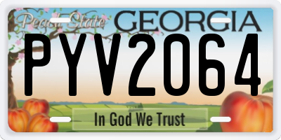 GA license plate PYV2064