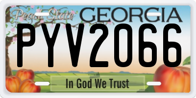 GA license plate PYV2066