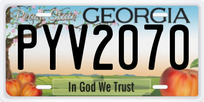 GA license plate PYV2070