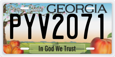 GA license plate PYV2071